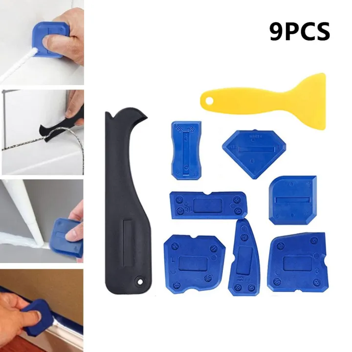 Caulking Scraper Spatula Tiles 9ชิ้น/เซ็ต Caulk Cement เครื่องมือช่าง