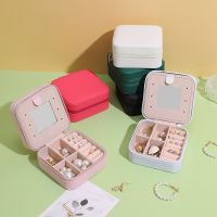■ Portable jewelry box Travel ring with mirror necklace Earrings Stud jewelry storage box ring box gift box jewelry packaging