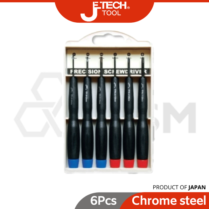 JETECH PES-S6-6p PVC Handle Precision Screwdriver Set Tool Set Chrome ...
