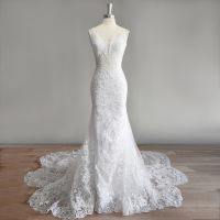 【hot】 DIDEYTTAWL Real Photos Luxury Spaghetti Straps Wedding Sleeveless V Neck Backless Court Bridal Gown