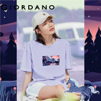 hot●GIORDANO Women Horse Series T-Shirts Crewneck Tshirts Relaxed Short Sleeve Fashion Print Summer Casual 100% Cotton Tee 99393081 9235