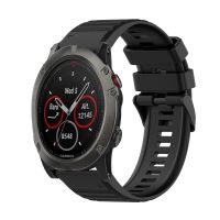 สำหรับ Garmin Fenix 5X บวกสายนาฬิกาข้อมือซิลิโคนเนื้อแนวนอน26มม. พร้อมอุปกรณ์กำจัด (สีดำ)