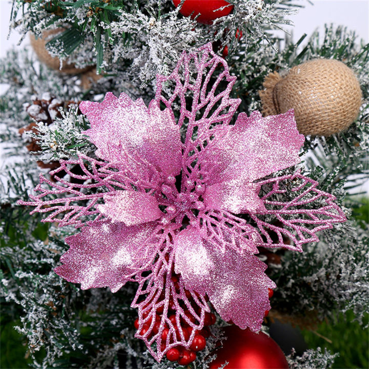 festive-flower-decorations-sparkling-party-table-decor-noel-home-decorations-christmas-table-setting-decor-red-glitter-powder-flower-heads