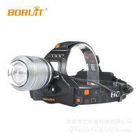 ไฟหน้า BORUiT LED + T6ที่เน้นการชาร์จไฟที่แข็งแกร่งไฟหน้าสำหรับตั้งแคมป์และตกปลากลางแจ้ง