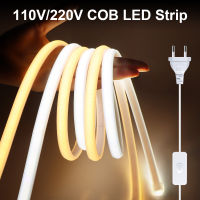 110V 220V COB ไฟ LED Strip CRI RA90 288 LEDs/m โคมไฟกลางแจ้งแบบยืดหยุ่นกันน้ำ LED เทป EU ปลั๊กห้องครัวบ้านตกแต่งห้อง-Youerd