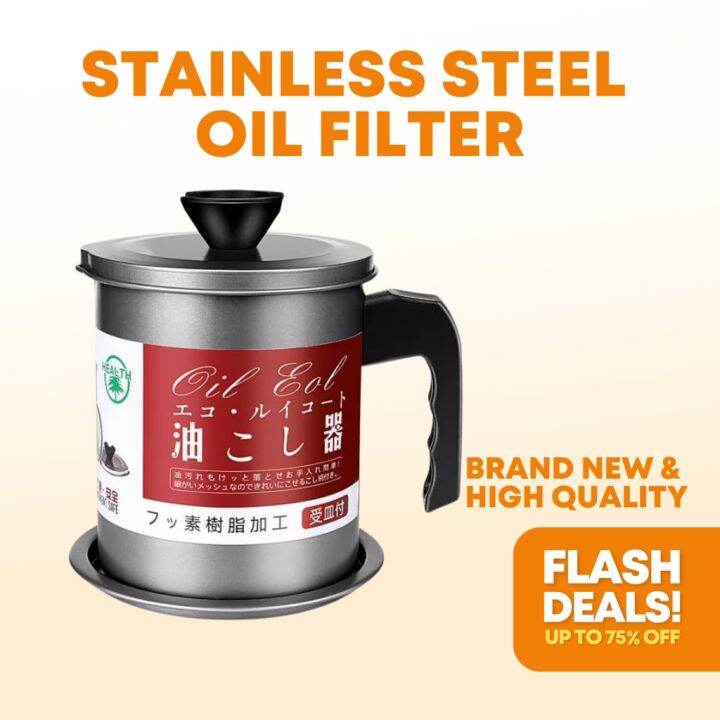【READY STOCK】 ☬Original 1.4L Stainless Steel lard tank oil filter pot