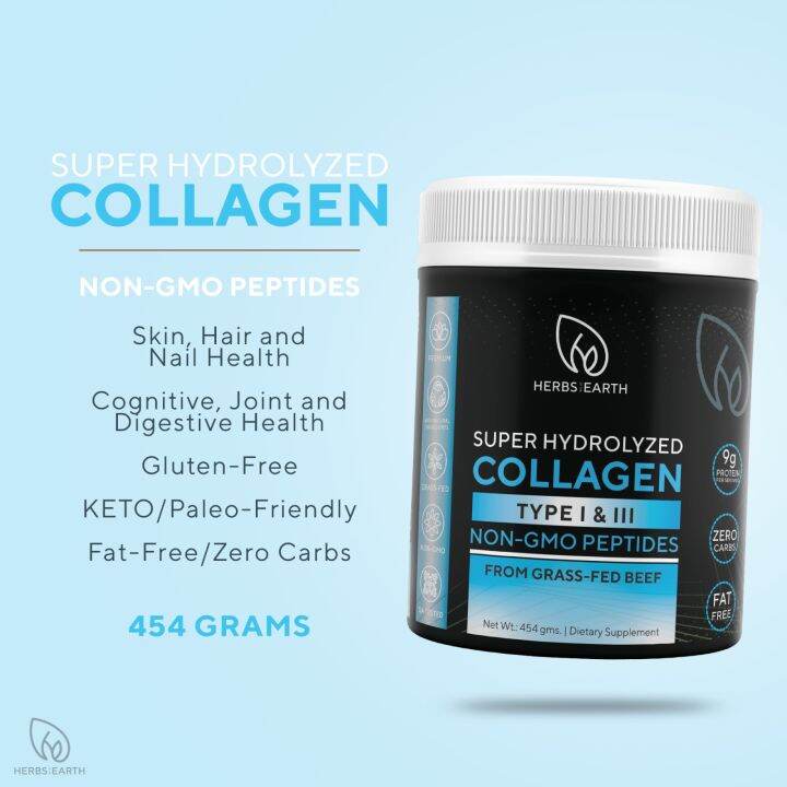 Herbs of the Earth Collagen Peptides Powder Type 1 and 3 Unflavored 454 ...