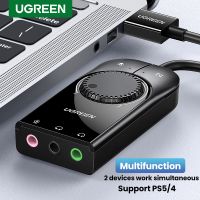 【HOT】 UGREEN Sound Card USB Audio Interface External 3.5mm Microphone Audio Adapter Soundcard for PC PS5 4 Headphone USB Sound Adapter