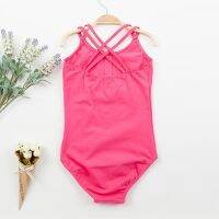 、’】【= Girls Shoulder Straps Ballet Leotard Camisole Ballet Dance Gymnastic Active Tank Unitard Bodysuit Ginger Pink