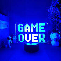 Gaming Room Computer Desktop Setup Lighting Decor 3D Illusion GAME OVER Sign Night Lamp Playstation Nintendo Player Cool Gift