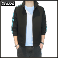 VUUG Trend Three Bars Autumn Jacket Men S Workwear Youth Spring And Autumn Large Size Lapel Boys Casual Striped Jacket