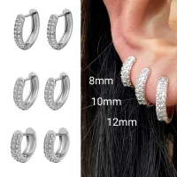 3 Designs Geometric U Shape Cubic Zirconia Hoop Earrings Silver Color Metal Small Crystal Hoops Party Jewelry for Women