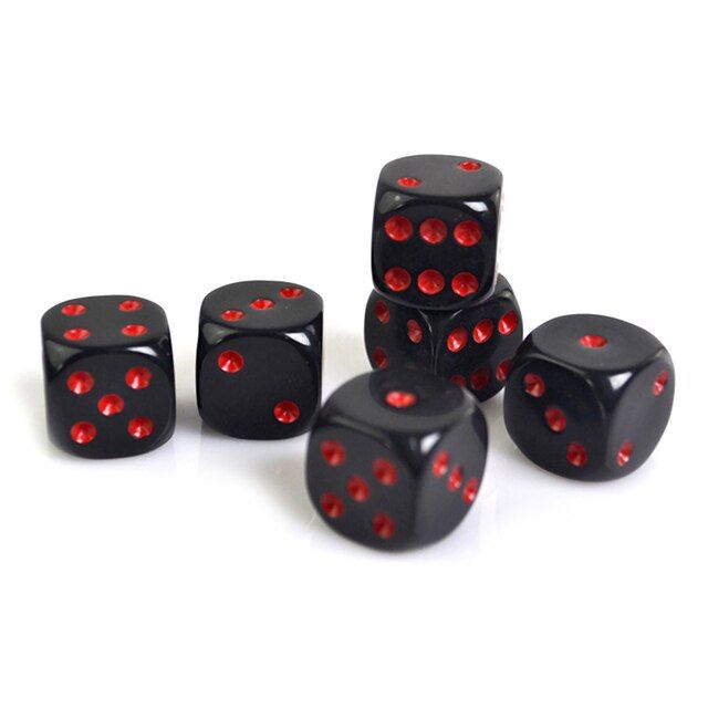10ชิ้นคุณภาพสูงจุดลูกเต๋าหกด้านสีดำ16มม-สีแดง-d6เล่นเกมชุดลูกเต๋าลูกเต๋าทึบแสงสำหรับผับบาร์บอร์ดปาร์ตี้เกม