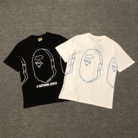 เวอร์ชั่นที่ถูกต้องของแบรนด์ญี่ปุ่น BAPE คลาสสิก Phantom Ape Head เสื้อยืดแขนสั้นป่าเสื้อเด็กผ้าฝ้ายพิมพ์ลายตัวอักษรผู้ชายและผู้หญิง