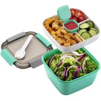 Lunch Container Salad Dressings Container with 3 Compartments for Salad Toppings