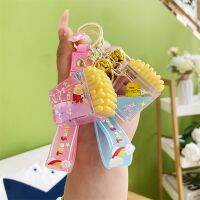 【YD】 Floating French Fries Keychain Hamburger Quicksand Bottle Keyring Hanging Pandant