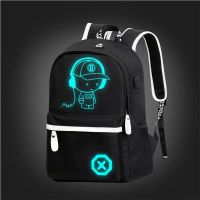 Mjzkxqz Student School Backpack Luminous USB Charge School Bag For Teenager Boy Anti-Theft Childrens Schoolbags Laptop Backpack