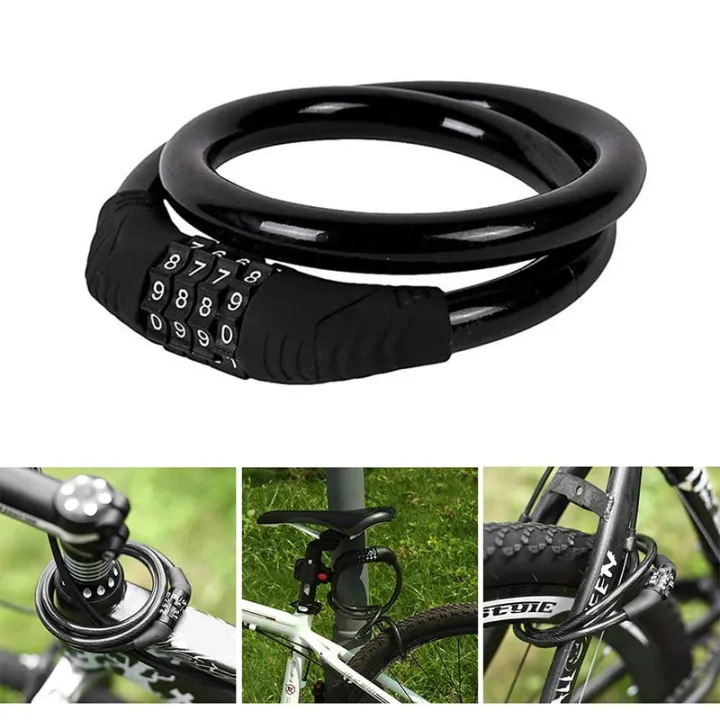 【ZNBY】4-Digit Password Bicycle Lock Portable Anti Theft Bike Password ...