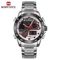 ⌚NAVIFORCE นาฬิกาผู้ชายแฟชั่นควอตซ์นาฬิกาทหารชายดิจิตอลเหล็กกล้าไร้สนิมกีฬาแบรนด์หรูนาฬิกาข้อมือสำหรับผู้ชายกาแฟ9171