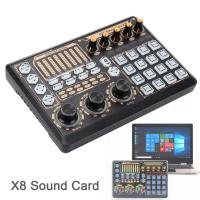 X8 External Sound Card Live Mixer Sound Card Sound Effect Processor Microphone Accessories Live Audio for PC SmartPhone