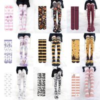 【Sock shop】แฟชั่นผู้หญิงกว่าเข่าถุงน่องการ์ตูนญี่ปุ่นอะนิเมะลายฮาโลวีนแมวกรงเล็บโลลิต้าฮาราจูกุหวานเซ็กซี่ถุงน่องต้นขา