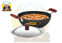 Futura Nonstick Deep Karahi (Deep-Fry Pan) 3.5L Induction+Gas with lid กระทะสำหรับทอด ใช่ได้กับเตาแม่เหล็กและเตาแก๊ส