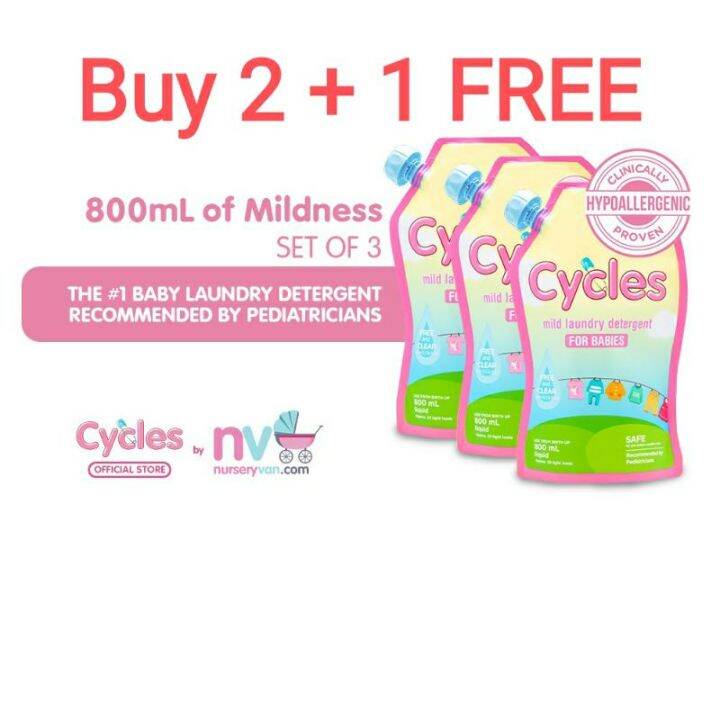 Cycles Baby Laundry Liquid Detergent (x3) Hypoallergenic for Baby’s