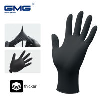Gloves Nitrile Waterproof Work Gloves GMG Thicker Black 100 Nitrile gloves for Mechanical Chemical Food Disposable Gloves