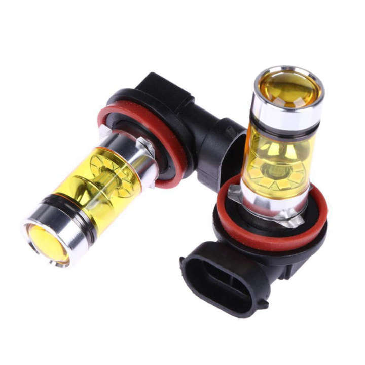 2-x-high-power-led-lights-100w-h8-h11-yellow-fog-light-2828-20led-headlight-lamp