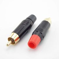 ；【‘； RCA Male Plug Connector  Plating Adapter Pigtail Speaker For 6MM Audio Cable Black Red Color