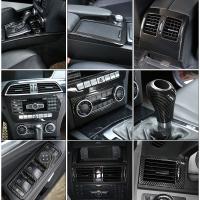 สติกเกอร์ตกแต่ง Hiasan Interior รถคาร์บอนไฟเบอร์สำหรับ Mercedes Benz C คลาส W204 C200 C180อุปกรณ์เสริม2007-2013