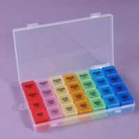 1PC Pillbox Storage Box For Pills Portable Weekly Prescription And Medication Case Pill Container Organizer 28 Slots Plastic Box Medicine  First Aid S