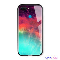 UCUC เคสโทรศัพท์เคสสำหรับ OPPO A12 แก้วโทรศัพท์กรณีAurora GalaxyอวกาศSky S tarryไล่โทนสีปลอกกรณีกันกระแทกกระจกปกหลัง