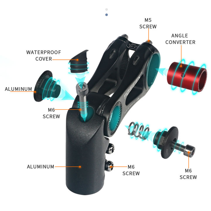 toseek-cod-อลูมิเนียมจักรยาน-handlebars-stem-bikes-อะไหล่ขี่จักรยานปรับ-45-ถึง-90-องศา-handlebar-calibre-25-4-31-8-มม-stem-แผนที่จักรยาน-mtb-stem-80-100-130-มม-สีดำ-matte-mtb-อุปกรณ์เสริม