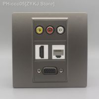 SeTo 86 Type RCA AV Audio HDMI RJ45 Cat5E Network VGA Assorted Panel Wall Plate Gray Panel Faceplate Keystone