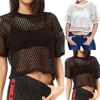 【On Clearance】【FUNWD】Women Fishnet Tank Casual T-Shirt Crop Tops One Size See Through Blouse