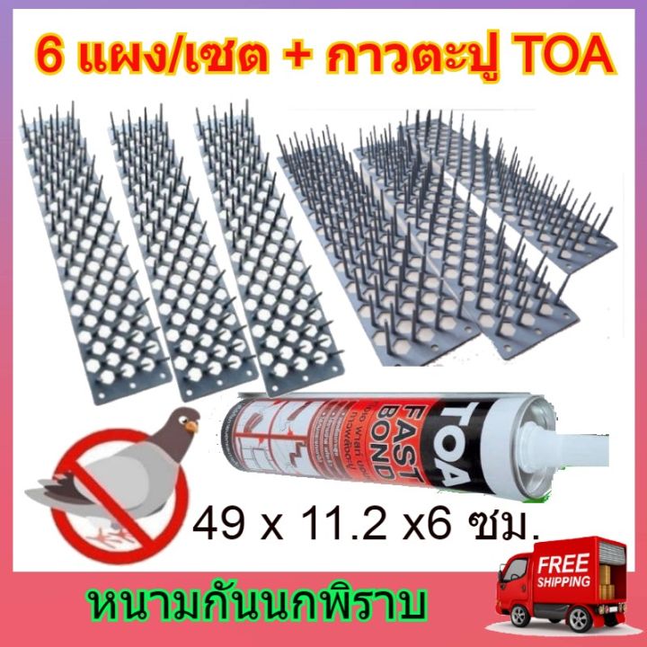 หนามกันนก-6-แผง-เซ็ต-แถมกาวตะปู-toa-300-ml-1-หลอด-หนามนก-ที่ไล่นก-ที่กันนก-แปรงไล่นก-หนามไล่นก-bird-spike-แผงกันนก-แผงไล่นก-กันนกเกาะ-ไล่นกพิราบ