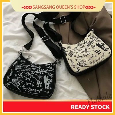 【hot sale】∈❦∈ C16 Korean graffiti Women canvas bag Shoulder bag ins messenger bag Small Sling bag Fashion Wild Casual Unisex