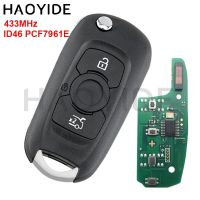 Haoyide 3 Ons กุญแจรถยนต์รีโมทพลิก433Mhz สำหรับ Opel Vauxhall Astra K 2015 2016 2017ชิป Pcf7961 Id46