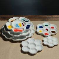 【hot】☊ Plum 7-grid Watercolor Jingdezhen Firing Artist-grade Gouache Paint Sub-packaging Dish