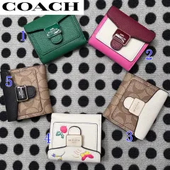 Coach Plain Leather Folding Wallet Logo Folding Wallets (C7428)