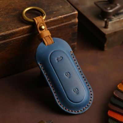 Luxury Crazy Horse Leather Car Key Cover Case Remote Keyring Protective Bag for leading ideal one 2022 li auto l9 Fob Protector