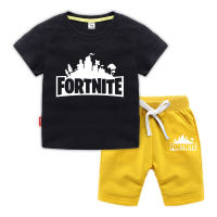 Fortnites ชุดกางเกงขาสั้นเด็ก2ชิ้นชุดเสื้อยืดผ้าฝ้ายฤดูร้อนแฟชั่นลำลองสไตล์เกาหลี0000เด็กหญิงเด็กชาย