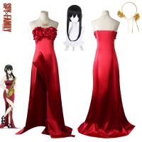 Spy X Family Anime Yor Forger Cosplay Costume Wig Red Rose Dress Concert Suit Outfit Set Yor Briar Earrings Women Clothes Party
