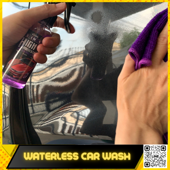 ล้างรถไม่ต้องใช้น้ำ-waterless-car-wash-สูตร-3-in-1-300-ml-100ml-x-3-ฉีดแล้วเช็ด-แถมฟรี-ผ้าไมโครไฟเบอร์-ไม่ทำลายสีและพื้นผิวรถ