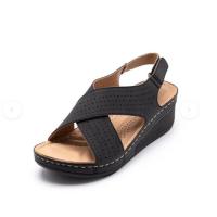 BRKWLYZ Women Sandals New Summer Shoes Woman Ladies Sewing Hollow Out Wedges Female Casual Pu Leather Comfortable Retro Sandalis