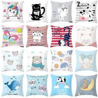 ❒► Cartoon Print Pillowcase Unicorn Dog Single Print Sofa Cushion Case Cute Whale Decorative Cushion Cover For Children 39;s Bedroom