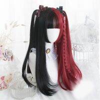 CosplaySalon Lolita 30ซม.65ซม. สีดำผสมสีแดง Ombre ยาวสั้น Curly ตรง Bob Bangs ฮาโลวีนสังเคราะห์คอสเพลย์วิกผม