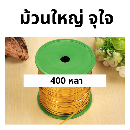 ลวดสี-มัดถุงขนม-ริบบิ้นลวด-เบอเกอรี่-ลวดตกแต่ง-ยาว-400-หลา-ลวดแฟนซี-พับเหรียญโปรยทาน-มีให้เลือก-6-สี-พร้อมส่ง-มีเก็บปลายทาง