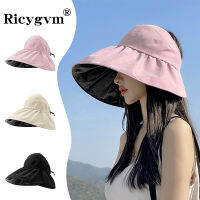 [hot]Summer Women Black Vinyl Sunshade Hat Female Outdoor Beach UV Protection Breathable Empty Top Hats Lady Foldable Hollow Sun Cap 【hot】